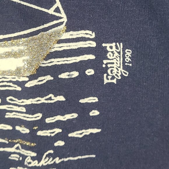 Vtg 1990 Blue Sailboat Graphic Texture Gold Sail Large T-Shirt Single Stitch USA - Picture 3 of 7